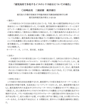 鹿児島県で多発するシリカ結石についての報告